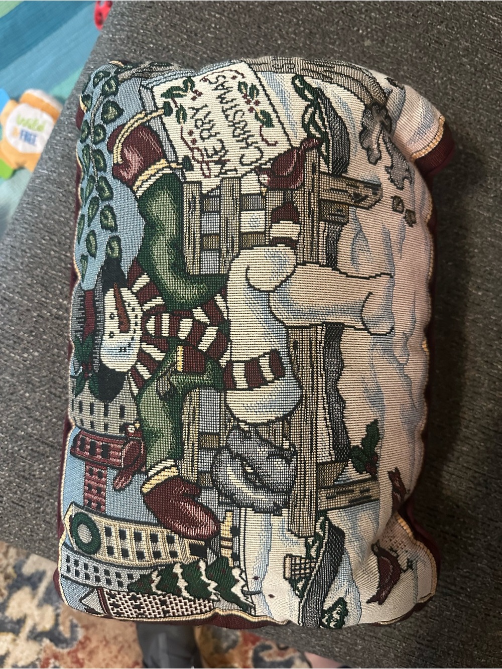 Vintage Snowman Pillow